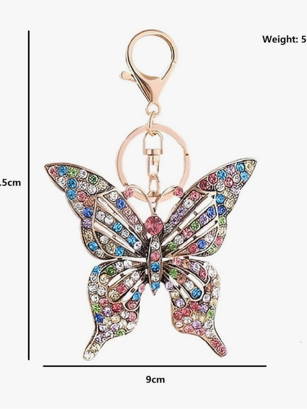 Crystal Butterfly Keychain Charm - Multicolor - Picture 4 of 4